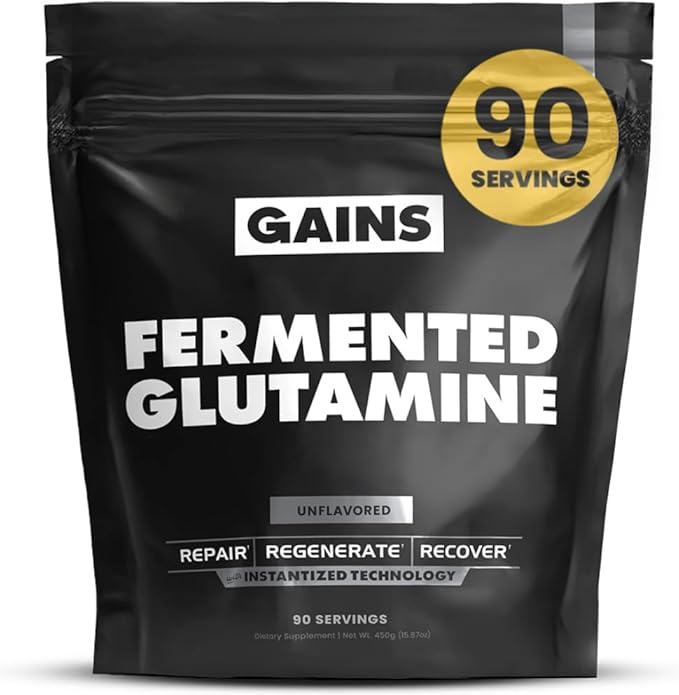 Gains in Bulk L-Glutamine Gluten Free Glutamine Powder for Muscle Recovery and Growth Post Workout Support Amino Acid Supplement Promotes Protein Synthesis Non GMO Unflavored 90 Servings