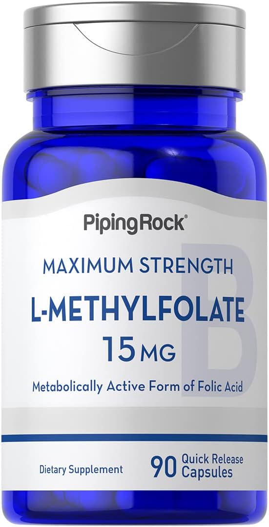 Piping Rock L Methylfolate 15 mg | 90 Capsules | Max Potency | Active Folic Acid Supplement | Non-GMO Gluten Free