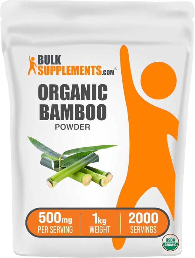 BulkSupplements.com Organic Bamboo Powder - Bamboo Powder Organic - Silica Supplement Gluten Free - 500mg per Serving 1kg (2.2 lbs) (Pack of 1)