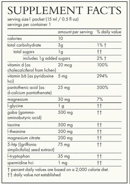 Agent Nateur - Calm (Beauty) Spermidine + Taurine Daily Supplement | Non-Drowsy Melatonin-Free Liquid Formula | GABA L-Theanine Magnesium Citrate | Clean Ingredients Made in USA (24x15ml sachets)