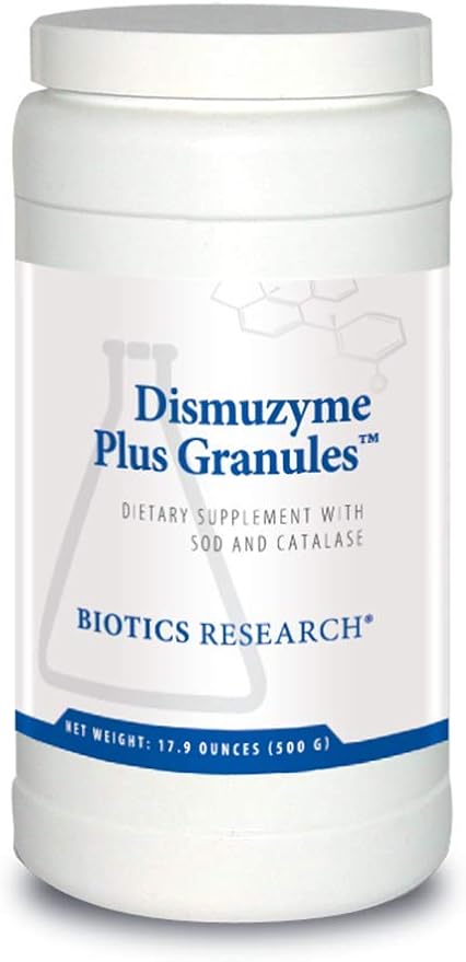 Biotics Research Dismuzyme Plus Granules SOD 1200 mcg Catalase High Antioxidant Activity Supports Immune System. Contains: 17.9 Ounces 500 Grams 62 Servings
