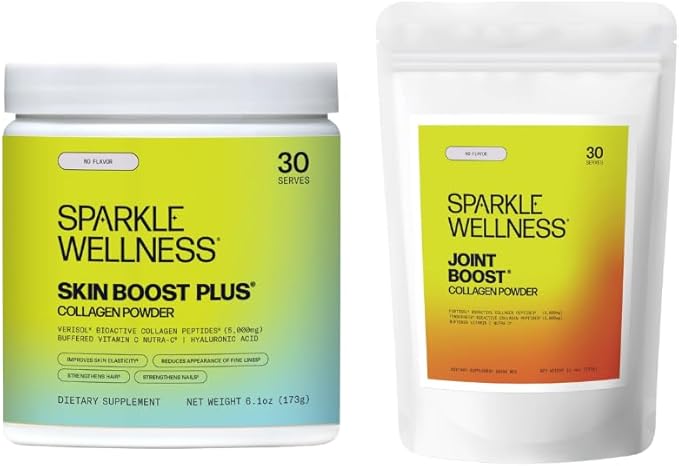 Sparkle Wellness Skin Boost Plus (No Flavor) [30-Serves] &amp Joint Boost (No Flavor) [30-Serves] | Collagen with VERISOL FORTIGEL &amp TENDOFORTE to Improve Skin Hair &amp Nail Health &amp Supp