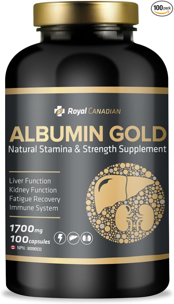 Royal Canadian Albumin Gold 1700mg | Liver Function | Fatigue Recovery | Immune System (100 x 1700mg Capsules)