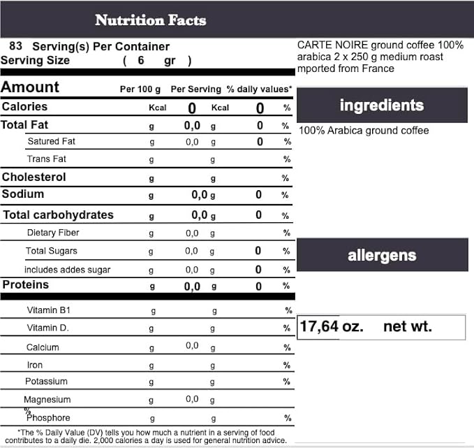 Carte Noire Ground Coffee 8.8-Ounce Packages (Pack of 2)