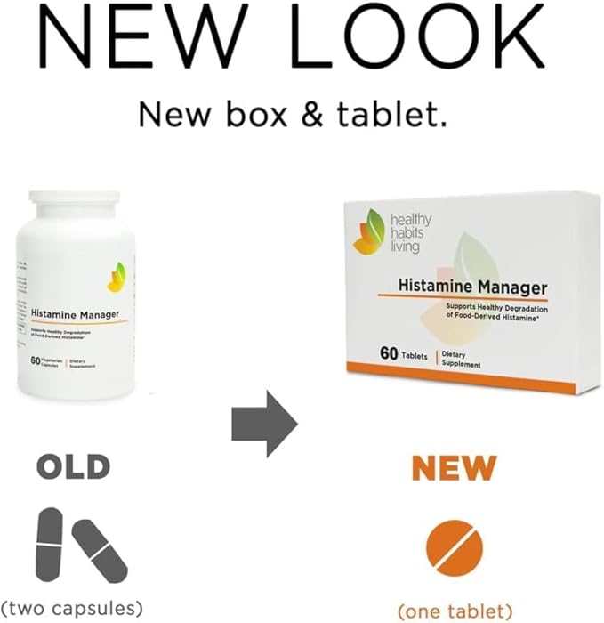 Histamine Manager – New and Improved Formula 20000 HDU of Diamine Oxidase DAO per tablet – Digestive Enzyme to Help Block and Manage Food-Derived Histamine Intolerance – 60 Tablets (2 Boxes)