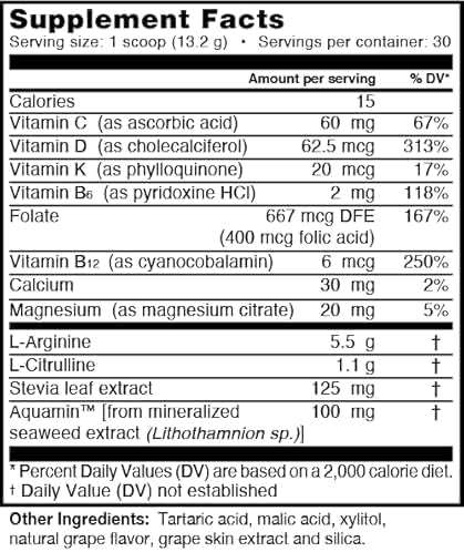 L-ARGININE PRO | 5500mg L-Arginine Plus L-Citrulline 1100mg Orange Powder Drink Mix Supplement for Increased Nitric Oxide Production