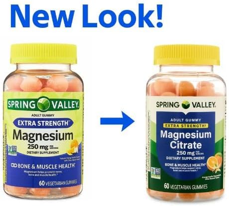 Spring Valley Extra Strength Magnesium Gummies for Bone and Muscle Health 250mg 60ct + Sticker.