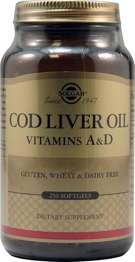 Solgar Cod Liver Oil - 250 Softgels Pack of 2 - Provides Vitamins A &amp D - Non-GMO Gluten Free - 500 Total Servings