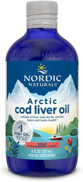 Nordic Naturals Arctic Cod Liver Oil Strawberry - 8 oz - 1060 mg Total Omega-3s with EPA &amp DHA - Heart &amp Brain Health Healthy Immunity Overall Wellness - Non-GMO - 48 Servings