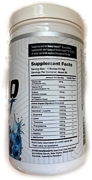 Amino Impact BCAA – EAA Enhanced Hydration Recovery &amp Endurance Keto Friendly Formula 7g BCAA’s – 3g EAA’s Plus 2g Glutamine |30 Serving (ICY Blue Razz)
