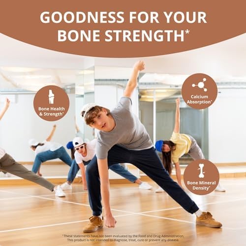 NuBest Bone Xtra - Plant Based Bone Strength Strontium Boost with Strontium Citrate Calcium Magnesium from Marine Algae Phosphorus Vitamin C K2 D3 | Maximum Calcium Absorption | 1 Month Supply