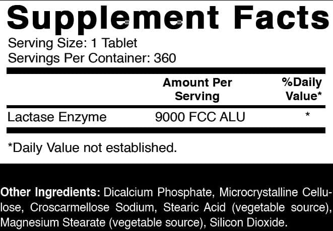 Oxify Lactase Enzyme 9000 FCC ALU | 360 Tablets | Gluten-Free Non-GMO | Supplement Made in USA