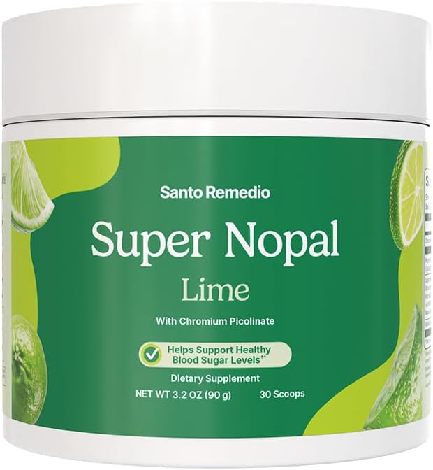 Santo Remedio Super Nopal Powder Lime Flavor Nopal Cactus &amp Prickly Pear Formula Dietary Supplement 90g (30 Servings) Daily Wellness Support