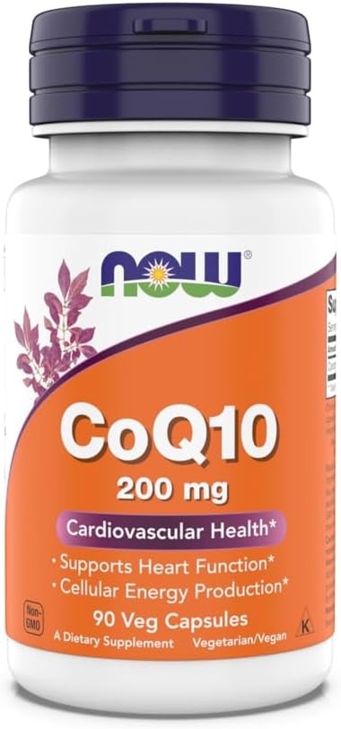 Now Supplements - CoQ10 (Coenzyme Q10) 200 mg Supports Cardiovascular Health* Kosher Vegan 90 Vegetarian Capsules