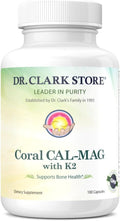 Dr. Clark Store Coral Cal-Mag K2 993mg Calcium &amp Magnesium Supplement for Women and Men 100 Gelatin Capsules 33 Servings Supports Bone Health &amp pH Balance 72 Trace Minerals &amp Vitamin