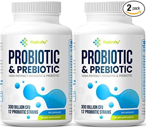 Probiotics for Women &amp Men 300 Billion CFU Probiotics from 12 Strains + Organic Prebiotics Blend - 120 Capsules