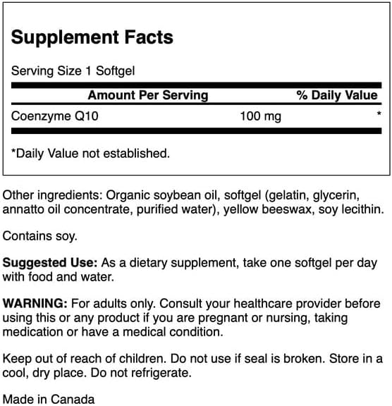 Swanson CoQ10 - Energy Antioxidant Support - Coenzyme Q10 Supplement - (100 Softgels 100mg Each)