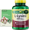 L-Lysine 1000mg Tablets – Essential Amino Acid for Immune Support Collagen Formation and Skin Health – High-Potency Lysine Supplement 100 Count + Exclusive Vitamin Guide