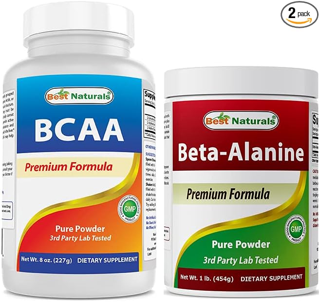 Best Naturals BCAA Powder 8 OZ &amp Beta Alanine Powder 1 Pound