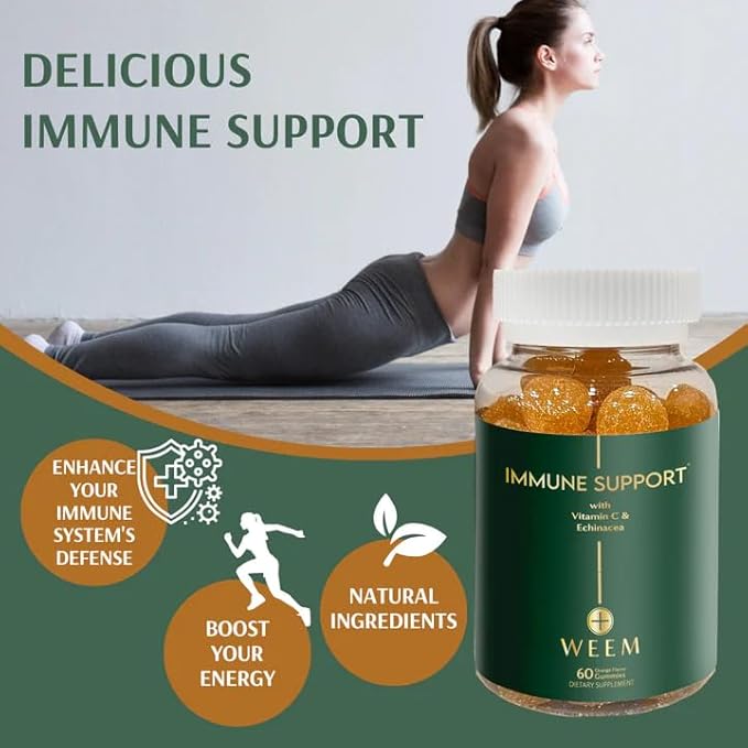 WEEM Immune Support Gummies - Vitamin C - Zinc - Echinacea - Health System Support - Alternative to Pills Gluten-Free Natural Supplement for Kids and Adults - 3 Pack
