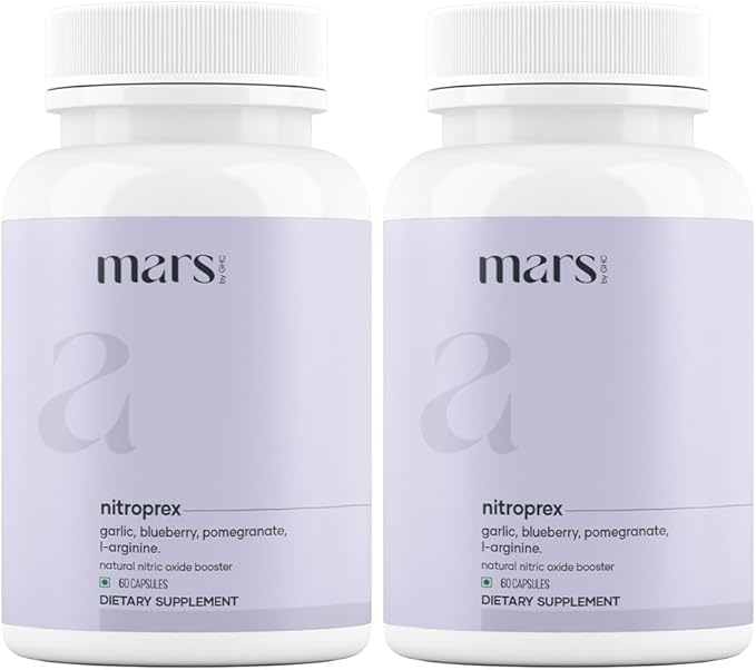 Mars NitroPrex Nitric Oxide Booster Nitric Oxide Supplement with L-Arginine Beetroot &amp Garlic Antioxidant Formula (Pack of 2)