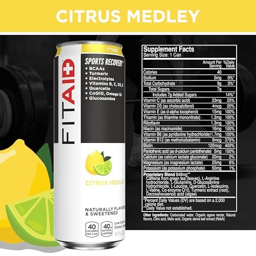 LIFEAID FITAID Workout Recovery Blend Variety Pack BCAA Glucosamine Full B Complex Electrolytes Omega-3s 100% Clean Vegan Naturally Sweetened &amp Flavored 12-oz. cans (Pack of 24) - Packaging May Va