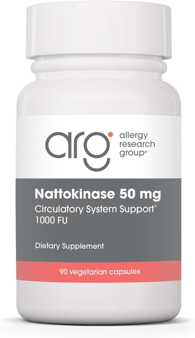 Allergy Research Group ARG Nattokinase 50 mg - Supplement to Support Healthy Circulation - Delivers 50 mg Nattokinase NSK-SD from Fermented Soybeans per Serving - 45 Servings - 90 Capsules