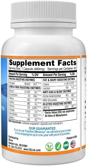 E3LIVE E3 Enzymes 90ct 460mg
