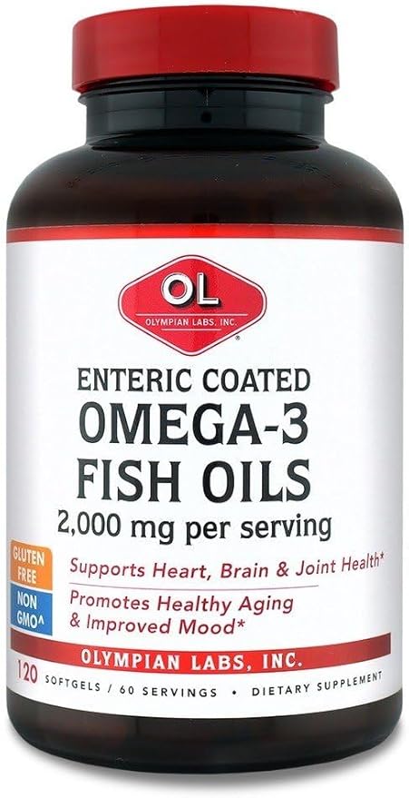 Olympian Labs Enteric Coated Omega 3 Fish Oils 2000 mg per serving/ 60 servings 120 Softgels