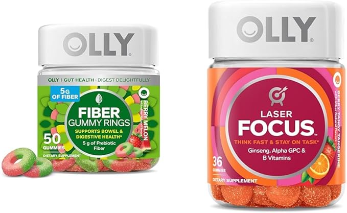 OLLY Fiber Gummy Rings 50ct &amp Laser Focus Gummy 36 Count
