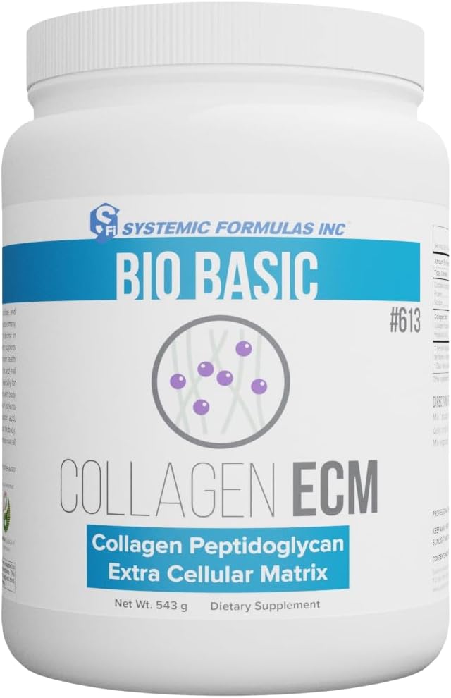 VitaBoost Systemic Formulas Collagen ECM #613 (Pack of 2) and Keychain Pill Holder Bio Basic Collagen Powder Promotes Hair Nail Skin Collagen Supplement and Pill Holder