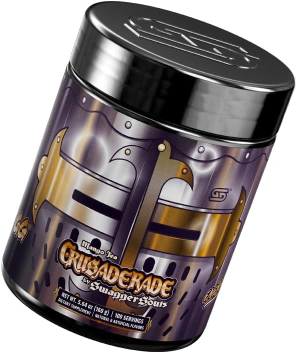 Gamer Supps GG Energy - Crusaderade by SwaggerSouls (100 Servings) - Keto Friendly Gaming Energy and Nootropic Blend Sugar Free + Organic Caffeine + Vitamins + Immune Support Powder Drink