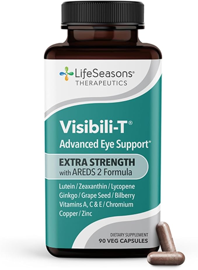 Visibili-T Extra Strength with AREDS 2 Formula - Vitamin Supplement for Eye Health &amp Vision Support - Lutein Zeaxanthin Chromium Carrot Bilberry Grape Seed Extract &amp Ginkgo Biloba - 90 Ca