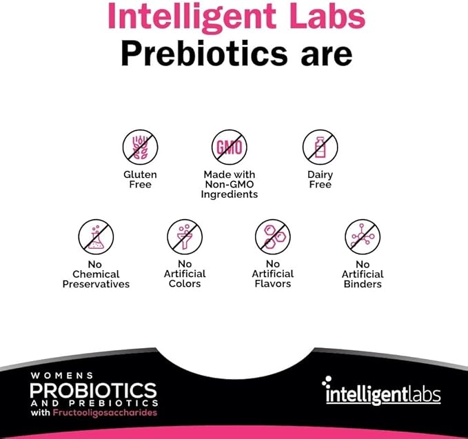 Intelligent Labs Women's Probiotics Formula with Cranberry Extract D-Mannose and Prebiotics All in one 6 Billion CFU Probiotic One Capsule a Day 60-Day Supply Third-Party Verified for Purity