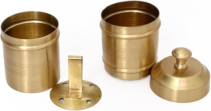 NATRIEL Traditional Brass Filter Coffee Maker Brass South Indian Drip Sytle Decoction Liquid Maker Coffee Filter Vessel Utensil Kumbakonam Degree Coffee Filter For Home (Option-02)
