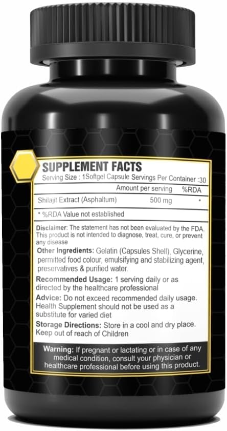 Pure &amp Original Gold Shilajit 100% Himalayan Natural Shilajit Softgel Pure Shilajit Capsules for Men for Strength Stamina &amp Power - 30 Softgel Capsules