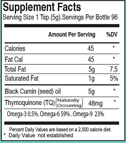 Strong Taste Pack of 2 Premium Black Seed Oil Liquid - 2.20%+ Thymoquinone Pungent Flavor Cold Pressed Source of Omega 3 6 9 Black Cumin Seed Oil from 100% Genuine Nigella Sativa - 16 oz Glass Bottle