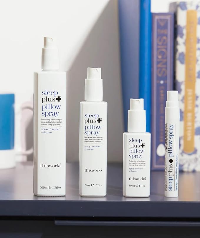THISWORKS sleep plus pillow spray Fast-Acting Natural Rest with with Essential Oils of Lavender Vetivert and Camomile 100ml 3.3 fl oz