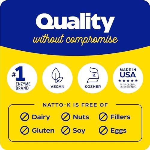 Enzymedica Natto-K Nattokinase Supplement Promotes Heart Health &amp Circulation 90 Count