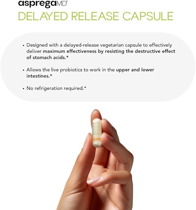 Asprega - Probiotic + Prebiotic Supplement | 17 Strains 35 Billion CFUs | Delayed Release | Saccharomyces Boulardii | For Men &amp Women | By ScimeraMD