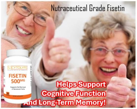 Fisetin 500mg 98% Pure Fisetin 500mg Therapeutic Dose 30 Capsules Senolytic Activator Anti-Aging Longevity
