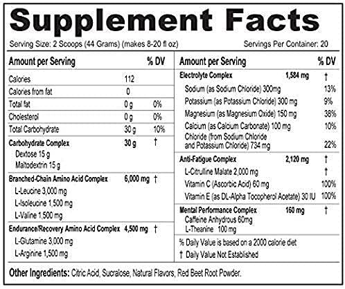 3-in-1 Endurance and Recovery Hydration BCAA Electrolyte Enhanced Drink (Wild Berry)…