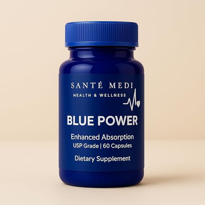 Blue Power - Methylene Blue (USP Grade) Pharma Grade - 60 Capsules with Added Vitamin C Ester for Enhanced Absorption - Brain Supplement for Memory Focus Clarity Cognitive Function