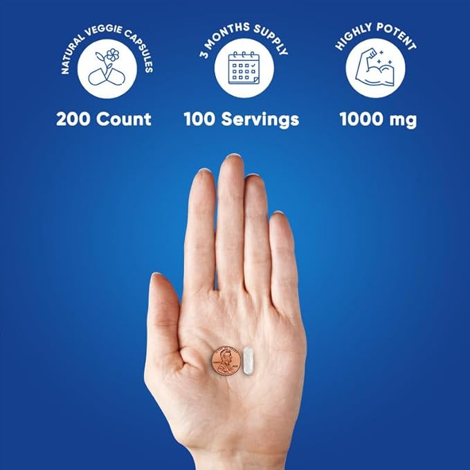 We Like Vitamins Acetyl L-Carnitine 1000mg Capsules - 200 Easy to Swallow Veggie Capsules - Acetyl l Carnitine Supplement Helps Support Focus Brain Function and Energy