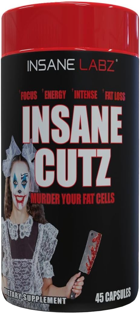 Insane Labz Insane Cutz Intense Fat Burner for Men and Women Thermogenic Weight Loss Supplement with Dandelion Root Extract Fueled by AMPiberry Appetite Suppressant - 45 Daily Srvgs (45 Capsules)
