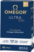 OMEGOR Omega 3 Fish Oil 1200mg Ultra - 610mg EPA and 510 DHA Omega3 IFOS Certified - High Bioavailability and No Aftertaste (60 Caps)