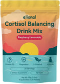 Cortisol Drink Mix with L Theanine Ashwagandha Magnesium &amp Vitamin D3– Helps Mental Clarity No Sugar Non GMO Raspberry Lemonade Flavor20 Packets
