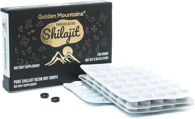 Siberian Green Premium Pure Shilajit Dry Drops Altai Golden Mountains - 120 Count (200 mg) Authentic Safety &amp Quality Certificate - US Lab Tested Fulvic Acid