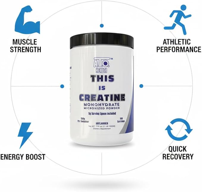 Creatine Powder for Over 40 - Creatine Monohydrate Powder for Brain Health &amp Cognitive Support | Micronized 500g | Supports Memory Focus &amp Muscle Strength | 100 Servings