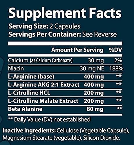 NOX Blend - 1000 Capsules of L-Arginine &amp L-Citrulline in a Clear Square Grip Jar